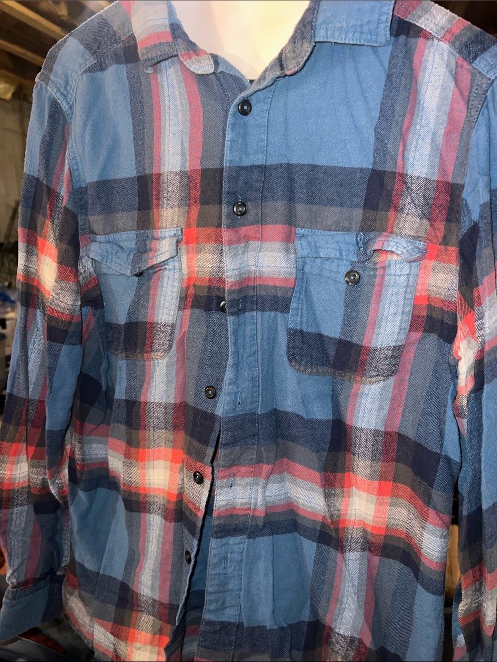 Mossimo Supply Co. Blue and Red Plaid Shirt